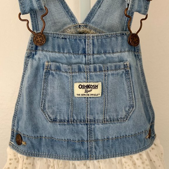 OSHKOSH B'GOSH Girls Denim Bib Dress with Sparkle Tutu, Blue & Ivory, Size: 3T - Picture 5 of 11